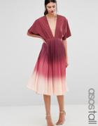 Asos Tall Ombre Pleated Caftan Midi Dress - Multi