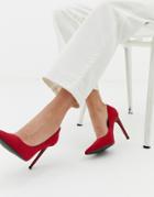 Bershka Pointed Pumps In Red - Red