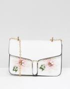 Yoki Fashion White Bag With Embroidered Flowers - White
