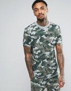 Asos Camo Print Slub T-shirt - Green
