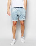 Asos Slim Denim Chino Shorts In Light Blue - Light Blue