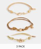 Icon Brand 3-pack Adjustable Cord Bracelets In Brown