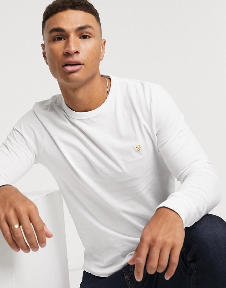 Farah Worth Long Sleeve Logo T-shirt In White