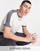 Asos Design T-shirt In White With Gray Color Block - White - White