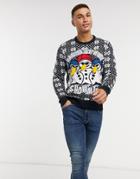 Brave Soul Hanging Snowman Christmas Sweater-navy