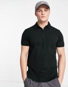 Polo Ralph Lauren Icon Logo Zip Neck Stretch Pique Polo In Black