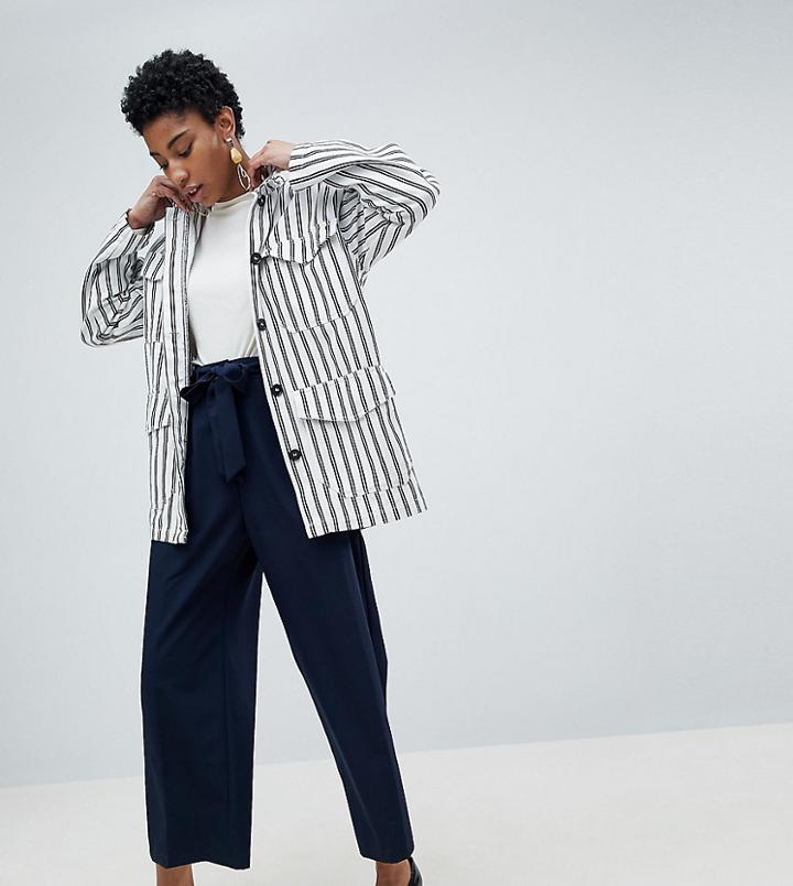 Asos Design Tall Mix & Match Culotte With Tie Waist - Navy