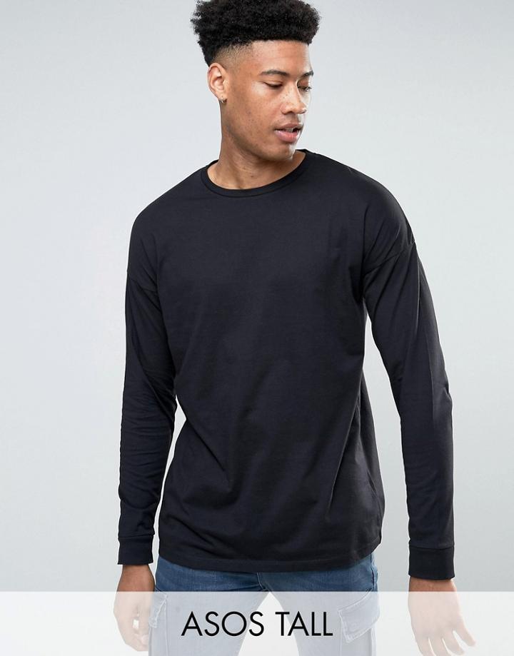 Asos Tall Oversized Long Sleeve T-shirt - Black