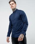 Another Influence Seamed Panel Slim Fit Shirt - Navy