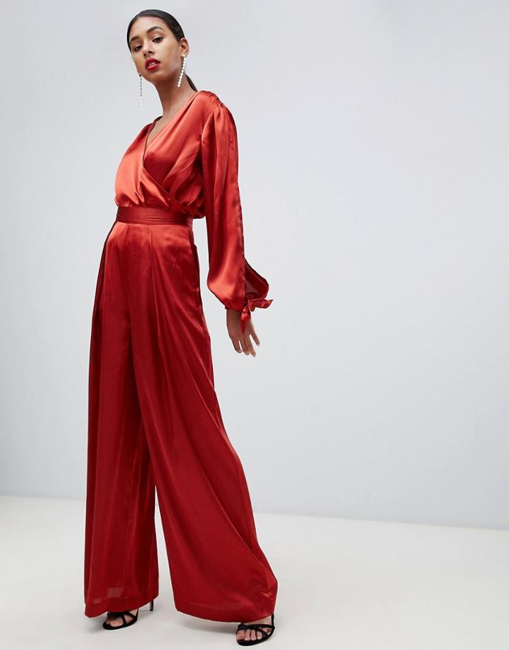 Asos Design Soft Wide Leg Pants Two-piece - Red