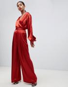 Asos Design Soft Wide Leg Pants Two-piece - Red