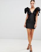 Asos Edition Mini Cocktail Dress With Dramatic Shoulder - Black