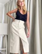 & Other Stories Organic Cotton Split Front Midi Skirt In Cream-white