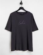 The Couture Club Logo Ribbed T-shirt In Charcoal - Part Of A Set-gray