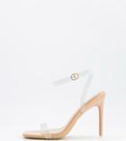 Simmi London Wide Fit Acadia Heeled Sandals With Clear Heel In Beige-neutral