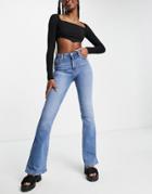 Miss Selfridge Lizzie High Waist Flare Jean In Midwash Blue-blues