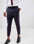 Twisted Tailor Tapered Smart Pants In Navy Check - Navy