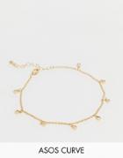 Asos Design Curve Anklet With Crystal Drop Detail In Gold Tone - Gold