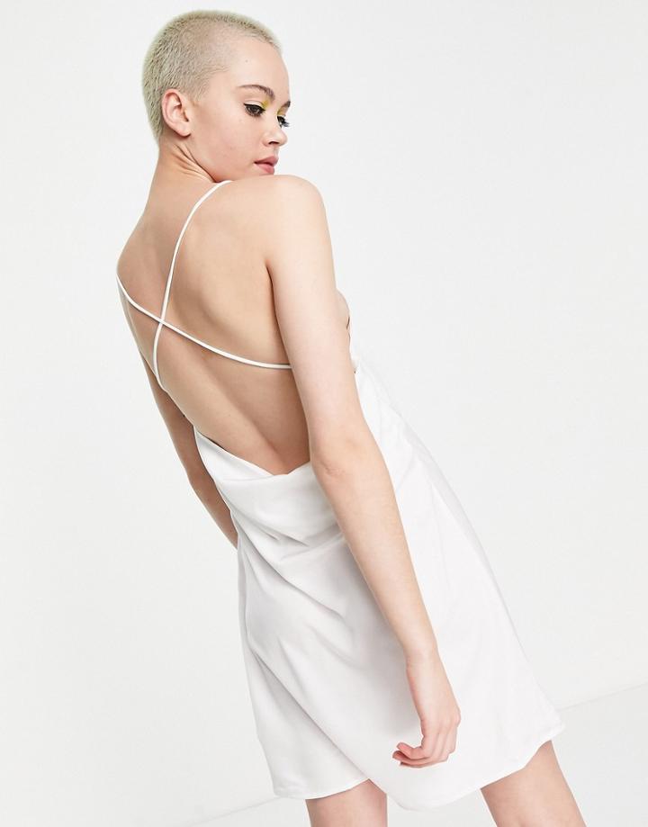 Only Satin Cami Mini Dress In White