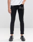 Cheap Monday Tight Skinny Jeans Disguise Black Zips - Black