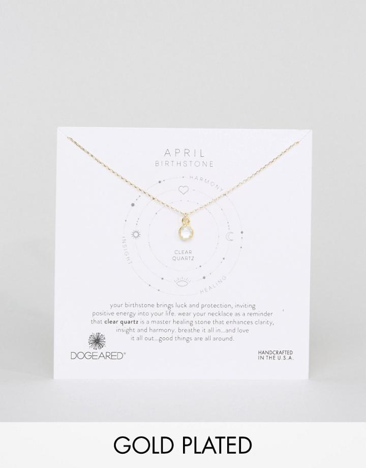 Dogeared Clear Crystal April Birthstone Necklace - Gold