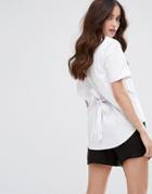 Fashion Union Short Sleeve Shirt With Open Back - White