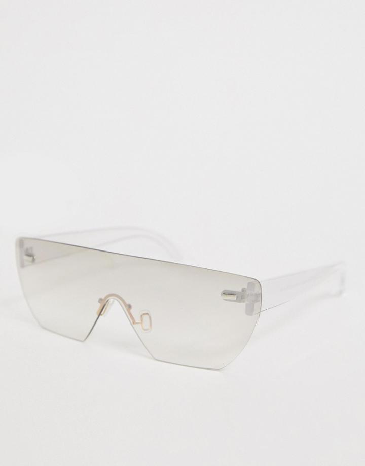 Asos Design Visor Sunglasses In Clear Flash Frame - Clear