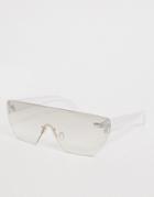 Asos Design Visor Sunglasses In Clear Flash Frame - Clear