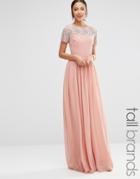Maya Tall Pleated Maxi Dress With Pearl Embellishment - Dusty Pink