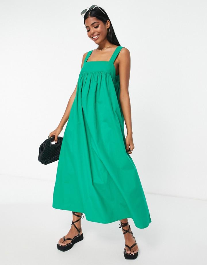 Urban Revivo Trapeze Midi Dress In Green
