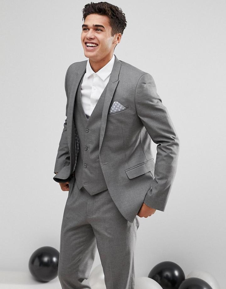 Asos Skinny Suit Jacket In Mid Gray - Gray