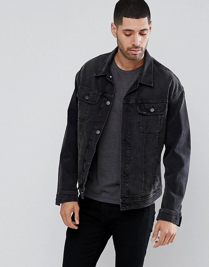 Lee Rider Oversized Denim Washed Black Jacket - Black