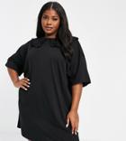 Asos Design Curve Mini Tea Dress With Oversized Prairie Collar In Black