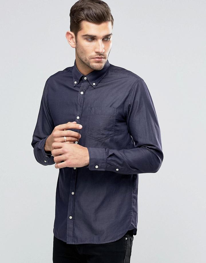 Jack & Jones Premium Dark Blue Denim Look Shirt - Blue