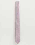 Asos Design Wedding Slim Tie In Textured Lilac Linen Mix - Purple