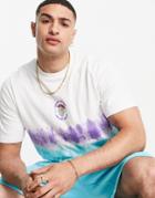 Topman Oversized Tie Dye Tee With Grape Chest Print In Ecru-white