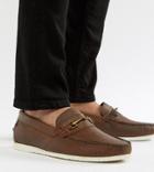 Silver Street Wide Fit Bar Loafers In Brown Leather - Brown