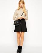 Asos A-line Skirt In Scuba With Zip Front - Black