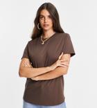 Asos Design Tall Ultimate T-shirt With Crew Neck In Organic Cotton Blend In Brown