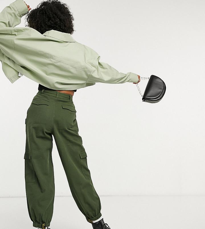Collusion Unisex Combat Pants In Khaki-green