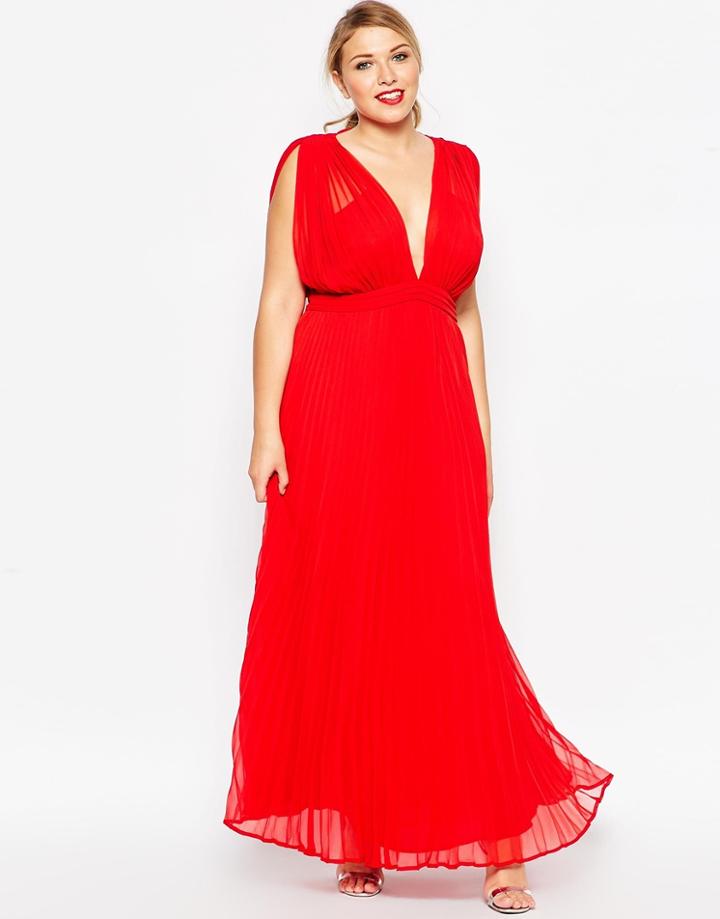 Asos Curve Wedding Maxi Dress With Deep Plunge - Navy