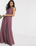 Asos Design Bridesmaid Maxi Dress With Soft Pleated Bodice-purple