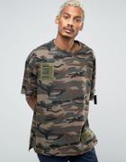 Vision Air Camo T-shirt With Dropped Shoulders - Green