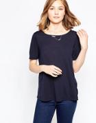Jdy Kimmie Shirt With Lace Back Insert In Blue - Blue