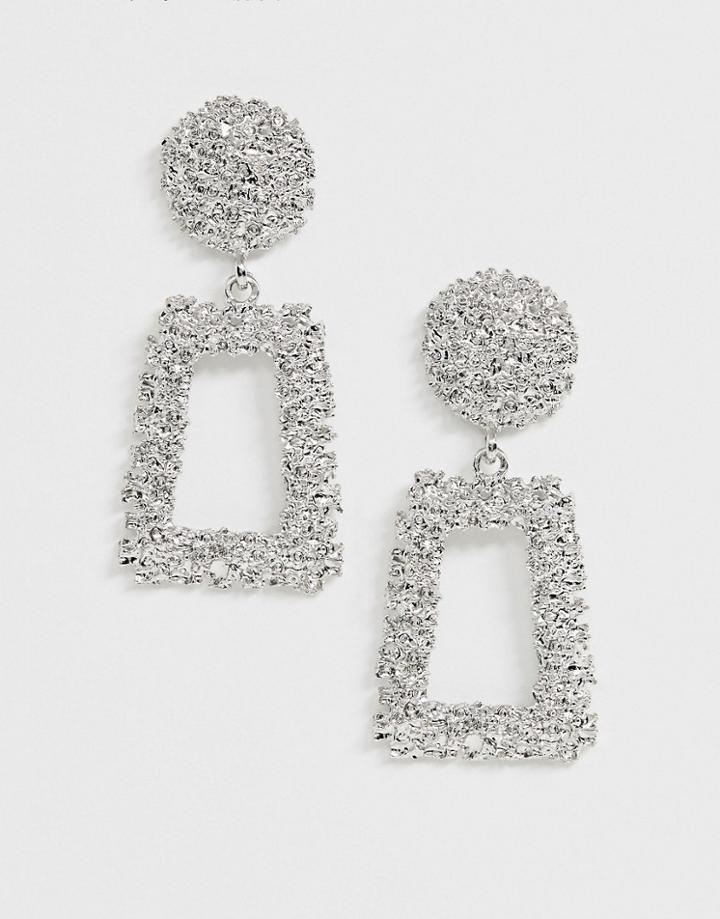Asos Design Earrings In Square Shape In Silver Tone
