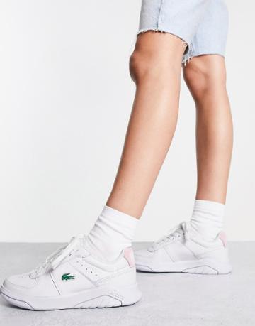 Lacoste Game Advance Sneakers In White Leather With Pink Back Tab