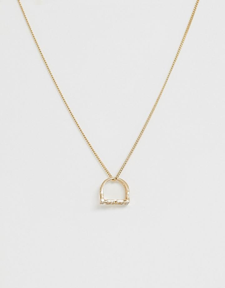 Asos Design Necklace With Vintage Style Mum Ring Pendant In Gold - Gold