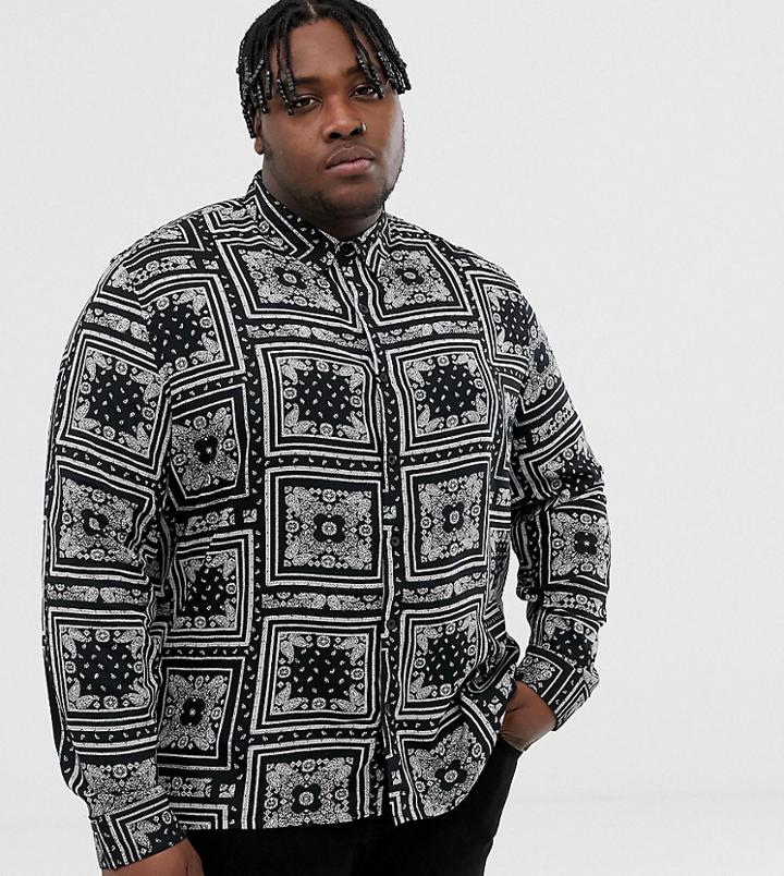 New Look Plus Paisley Print Shirt - Black
