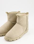 Asos Design Slipper Booties In Stone Faux Suede-neutral