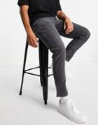 Selected Homme Organic Cotton Slim Tapered Jeans In Washed Black